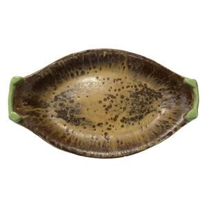 Vintage Mid-Century Modern Pottery Ceramic Dish Tray – Decorative – Brown Green